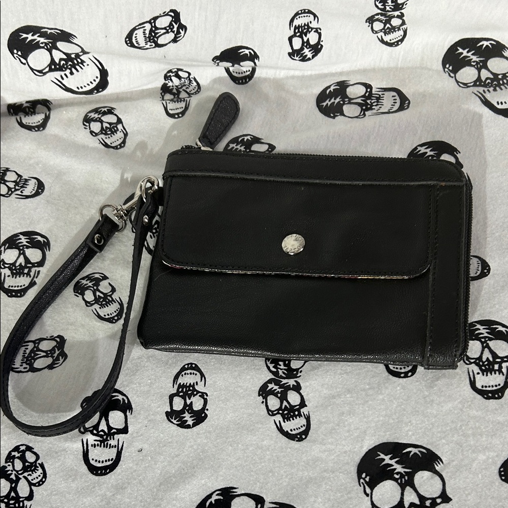 Franco Sarto Black Leather Wristlet